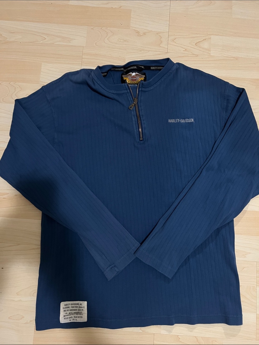 Harley-Davidson Men's Dark Navy Half-Zip Ribbed Pullover